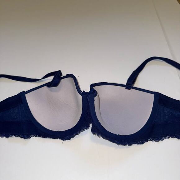 Victoria’s Secret Dream Angels Strapless Bra 36C Navy Blue Lace Push‑Up Grey - Picture 7 of 16